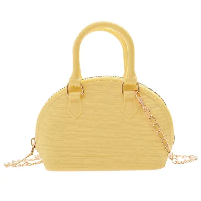 Women Fashion Solid Color Shell Shape Mini Chain Crossbody Bag PVC Zipper
