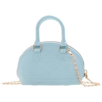 Women Fashion Solid Color Shell Shape Mini Chain Crossbody Bag PVC Zipper