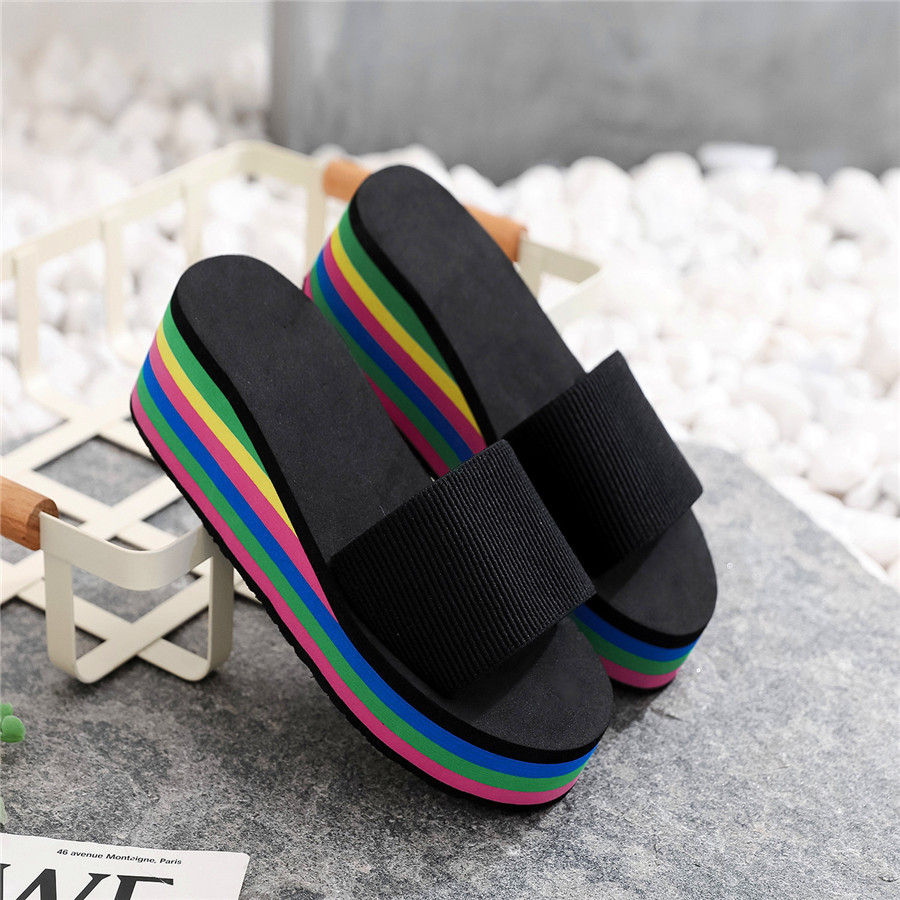 Wholesale Women Casual Beach Multicolor Platform Slippers