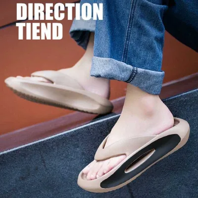 Men Summer Fashion Casual Color Block Flat Thick-Soled Flip Flops Slippers