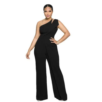 Women Sexy Solid Color Sleeveless High Waist Jumpsuits