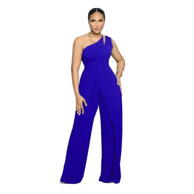 Women Sexy Solid Color Sleeveless High Waist Jumpsuits