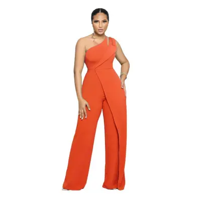 Women Sexy Solid Color Sleeveless High Waist Jumpsuits