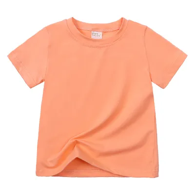 Unisex Kids Boys Girls Toddler Big Kids Casual Solid Color Short Sleeve Round Neck T-Shirt