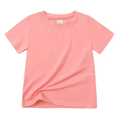 Unisex Kids Boys Girls Toddler Big Kids Casual Solid Color Short Sleeve Round Neck T-Shirt