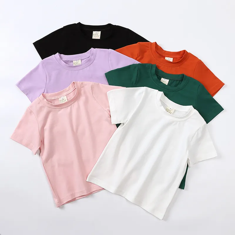Unisex Kids Boys Girls Toddler Big Kids Casual Solid Color Short Sleeve Round Neck T-Shirt