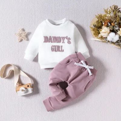 Kids Baby Boys Girls Casual Cute Letters Print Long Sleeve Round Neck Sweatshirts Trousers Set