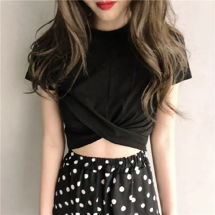 Women's Polyester Princess Style Loose Fit Solid Color Short Sleeve T-Shirt