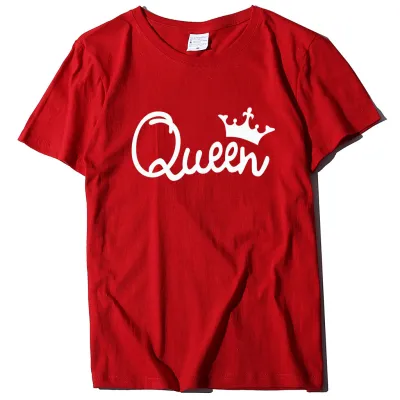 Women Fashion Simple Queen Letter Crown Print Round Neck Short Sleeve T-Shirt