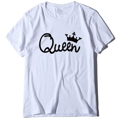 Women Fashion Simple Queen Letter Crown Print Round Neck Short Sleeve T-Shirt