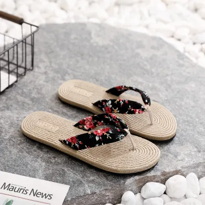 Women Casual Plus-Size Imitation Hemp Rope Flat Flip-Flop