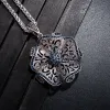 Ancient Silver Blue Diamond Big Flower