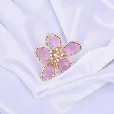 Women Fashion Exaggerated Crystal Floral Ring