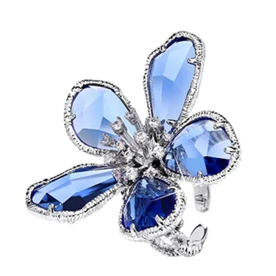 Women Fashion Exaggerated Crystal Floral Ring