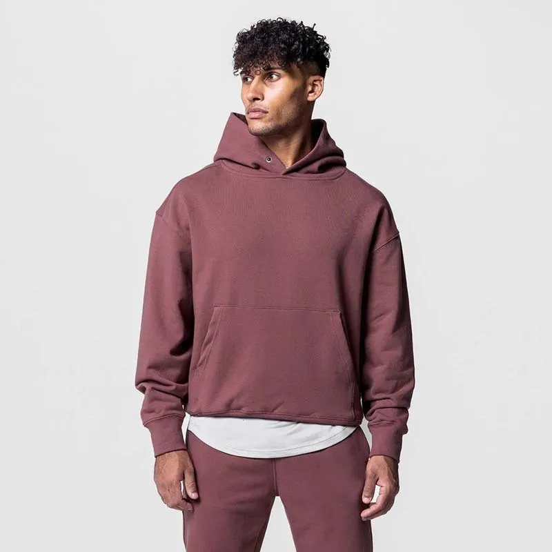 Men Fashion Casual Basic Solid Color Long Sleeve Hoodies Trousers Set