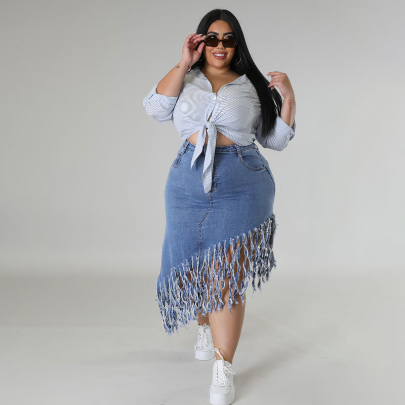 Denim Skirt w/ Fringe Hem – Zadie B's Fashions