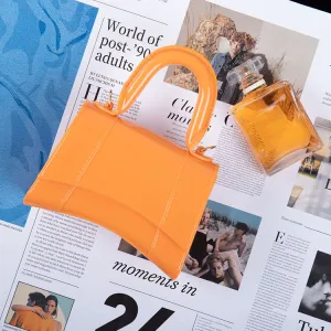 Women Fashion Simple Solid Color Mini PVC Handle Jelly Shoulder Bag