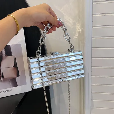 Women Simple Fashion Square Acrylic Chain Crossbody Bag