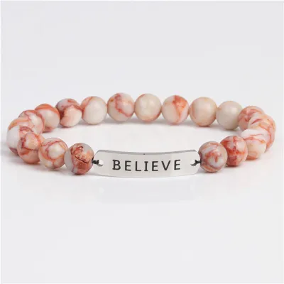 Stainless Steel Simple Letter Beaded Bracelet Unisex Fashion