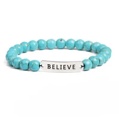 Stainless Steel Simple Letter Beaded Bracelet Unisex Fashion