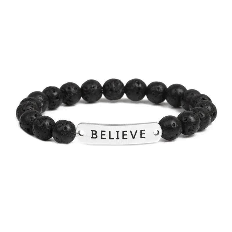 Stainless Steel Simple Letter Beaded Bracelet Unisex Fashion