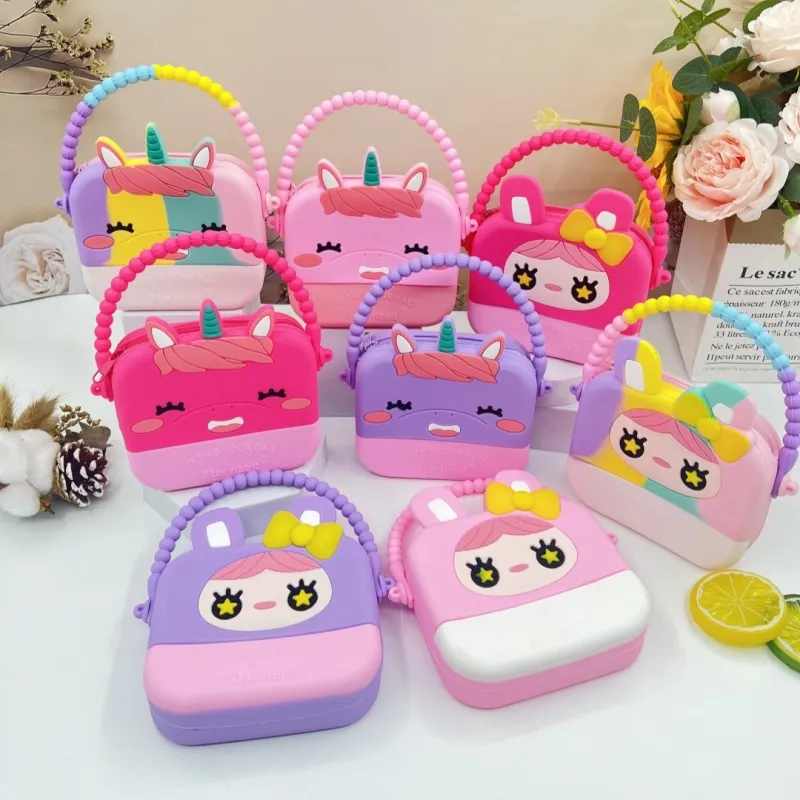 Kids Girls Fashion Casual Cute Cartoon Candy Color Silicone Crossbody Bag