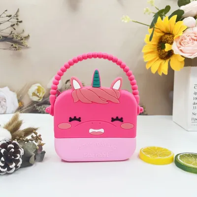 Kids Girls Fashion Casual Cute Cartoon Candy Color Silicone Crossbody Bag