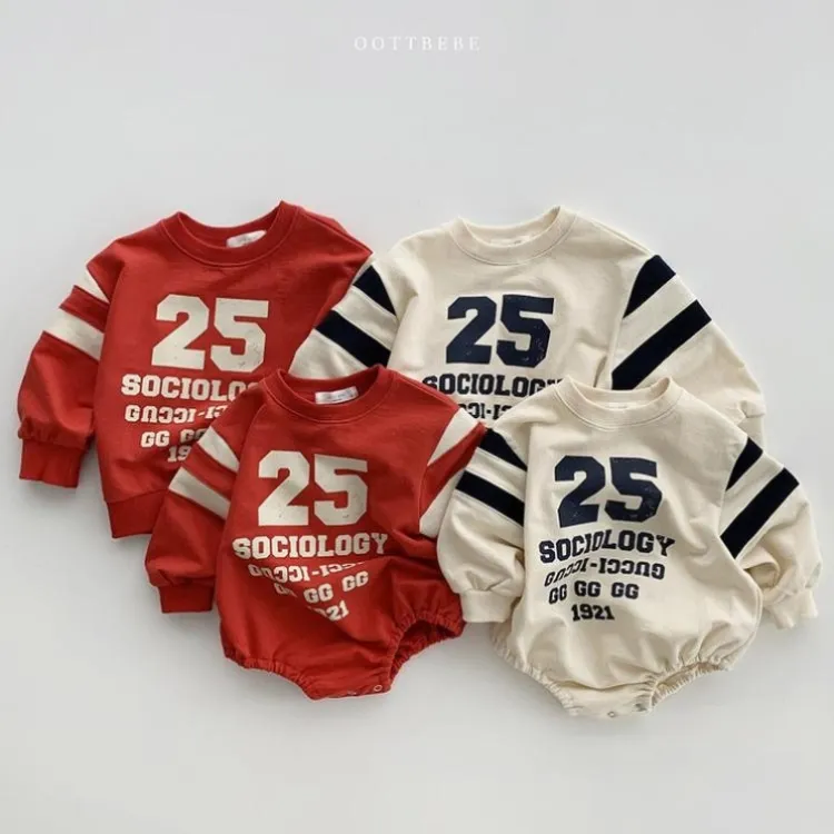 Kids Baby Boys Girls Casual Cute Letters Print Long Sleeve Round Neck Romper Sweatshirt Pullover