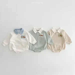 Kids Baby Boys Girls Casual Cute Cartoon Print Long Sleeve Lapel Romper Thickening Neutral Unisex