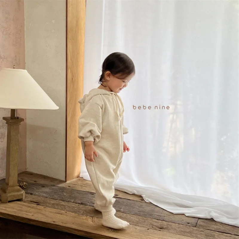 Kids Baby Boys Girls Casual Basic Solid Color Long Sleeve Zipper Hooded Bodysuit
