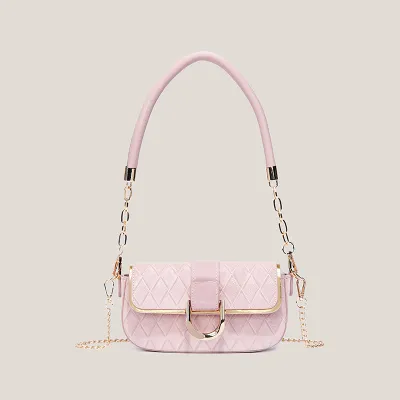 Women Fashionable Rhomboid Flap Chain Shoulder Bag PU Small Crossbody Bag