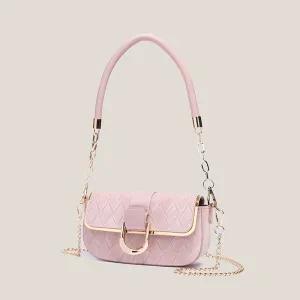Women Fashionable Rhomboid Flap Chain Shoulder Bag PU Small Crossbody Bag