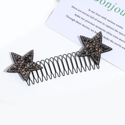 Women Fashion Simple Star Rhinestone Hair Finishing Invisible Hairpin Comb for Party Wedding