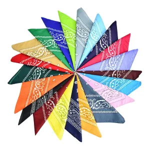 Women's Fashion Polyester Cashew Flower Printed Square Silk Scarf