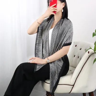 Women Fashion Silk Floral Print Square Scarf
