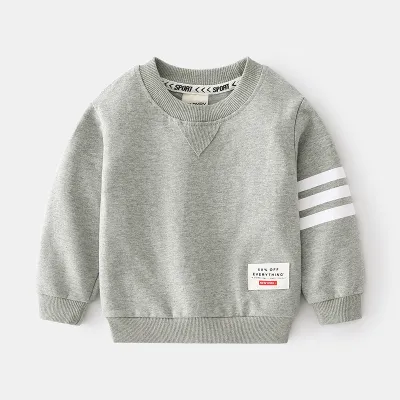 Kids Toddler Boys Fashion Casual Stripe Print Long Sleeve Round Neck Pullover Sweatshirts