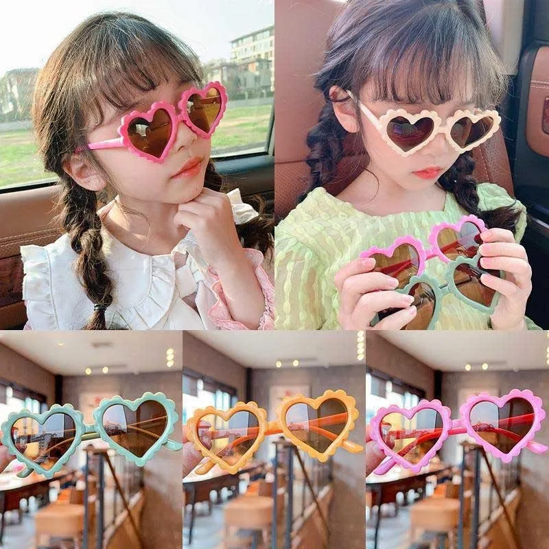 Kids Unisex Fashion Casual Valentine Basic Heart Frame Sunglasses