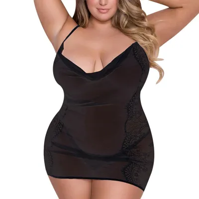 Women Plus Size Lace Perspective Sexy Lingerie