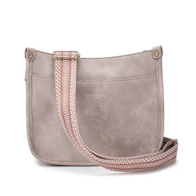 Women Simple Retro PU Wide Ribbon Shoulder Bag