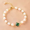 Leaf Rice Pearl Bracelet-Green