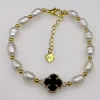 Leaf Rice Pearl Bracelet-Black