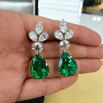 St. Patrick Day Women Fashion Simple Drop Green Rhinestone Earrings