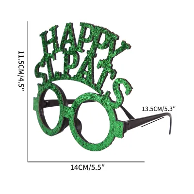 St. Patrick Day Party Green Hat Clover Plastic Glasses Frame Irish Decoration
