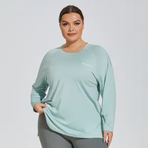 Women Plus Size Loose Alphabet Print Milk Fiber Yoga Long Sleeve Top