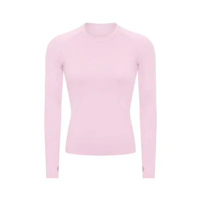 Women's Cotton Blend Yoga Long Sleeve Round Neck Sports T-Shirt