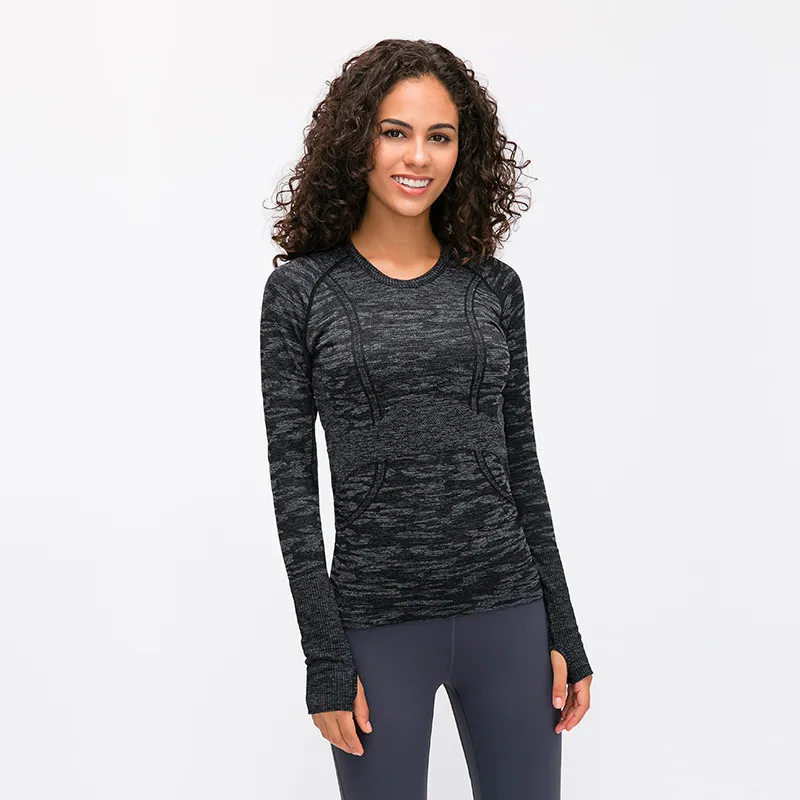 Women's Cotton Blend Yoga Long Sleeve Round Neck Sports T-Shirt