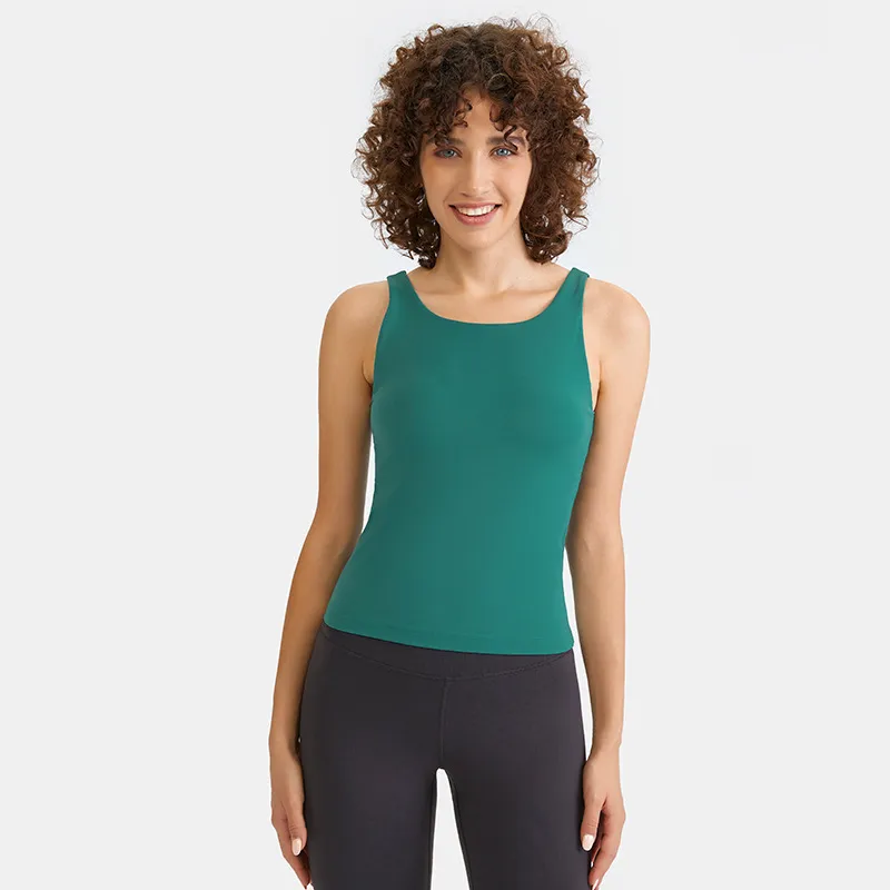 Women's Tight Fit Yoga Tank Top - Cotton Blend Short Sleeve