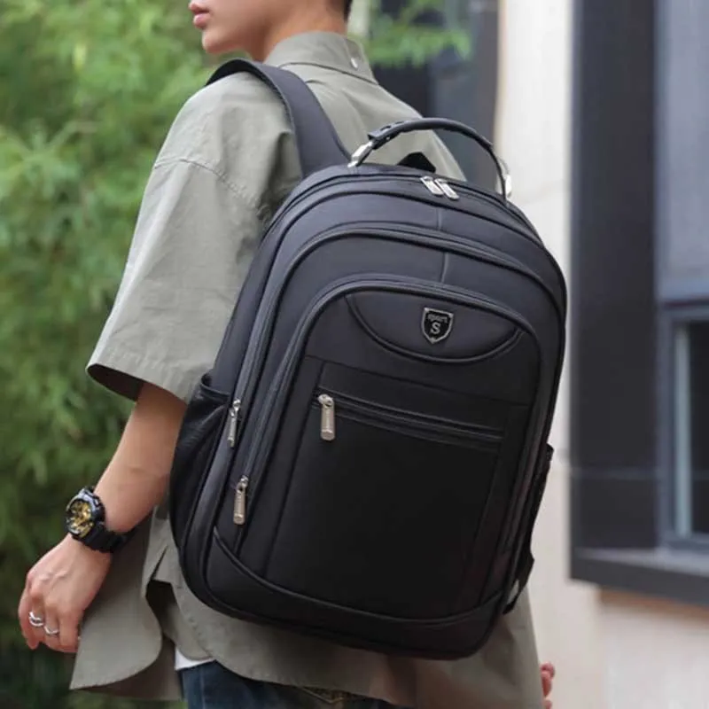 Men Leisure Business Commute Solid Color Oxford Backpack for 16 Inch Laptop