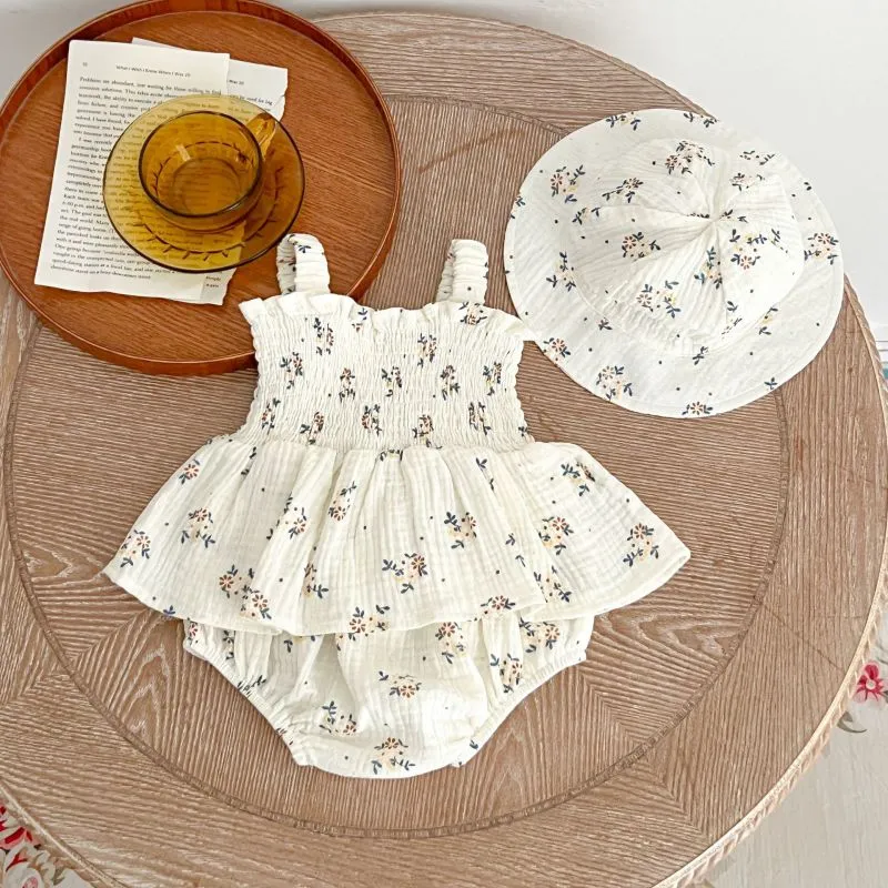 Kids Baby Girls Casual Cute Tiny Flower Sleeveless Cami Romper Pullover Cotton Summer