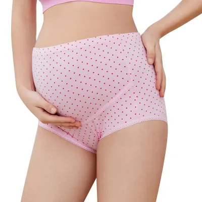 Pure Cotton High Waist Polka Dot Maternity Underwear Panties for Pregnant Women